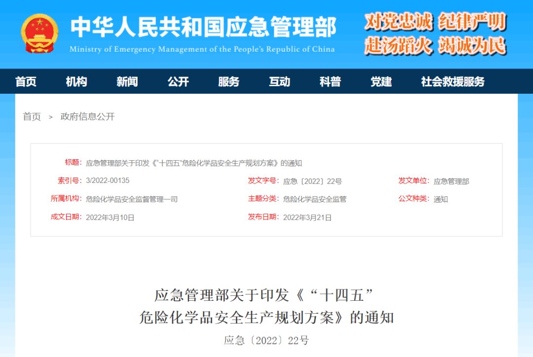 《“十四五”危險化學品安全生產規劃方案》印發！(圖1)